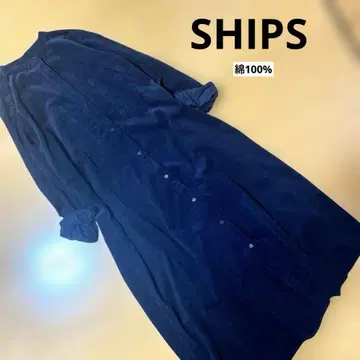 SHIPS Colors 면100% 코듀로이 롱 원피스 블랙