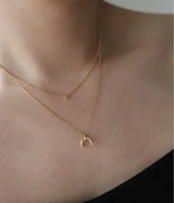 하나뿐인 달 액세서리 초승달 목걸이 2줄 목걸이 작고 귀여운
