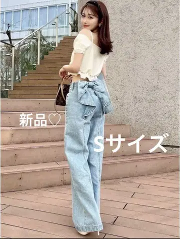 [ 새상품 ] RESEXXY 백리본 데님 팬츠 S 사이즈