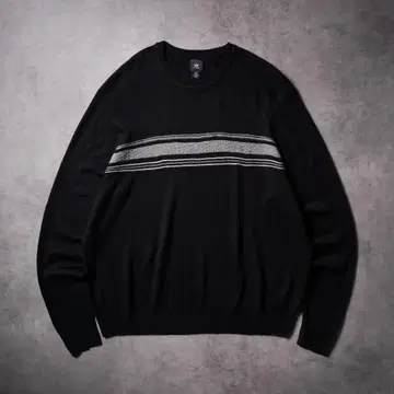 00s DOCKERS 크루넥 보더 니트 블랙