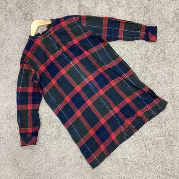 BLUE STRIVE 밴드 카라 롱 셔츠 체크 튜닉(2XL