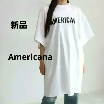 미사용 새상품 Americana 아메리카나 롱 로고 T셔츠 튜닉 기장