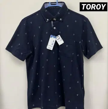 TOROY 네이비 닻 패턴 피케 셔츠