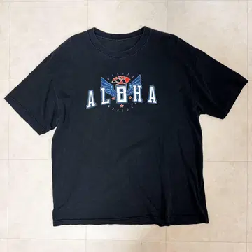 HiLife 하이라이프 T셔츠 ALOHA 프린트 구제 의류 블랙