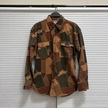 90s 패치워크 긴팔 셔츠 웨스턴 스웨이드