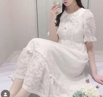 evelyn 옷깃 레이스 op 전체 레이스 롱 기장 원피스 에블린