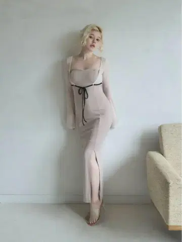 Lona ribbon long dress AM1488