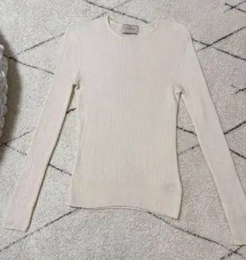UNITED ARROWS 아이보리 리브 긴팔 니트