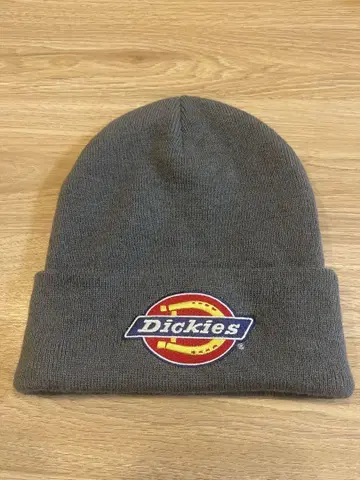 Dickies 니트 모자 그레이 빅 로고