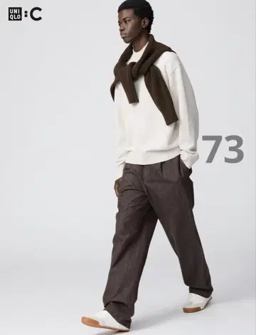 UNIQLO C 턱 스트레이트 팬츠 브라운 73
