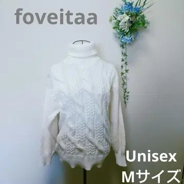 미사용 새상품 foveitaa 남녀 공용 터틀넥 스웨터 화이트 M 43