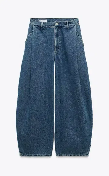 ZARA TRF 플리츠 로우라이즈 청바지