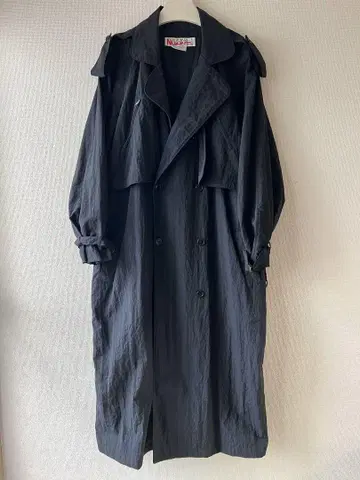 구제 빈티지 블랙 트렌치코트 더블 브레스트