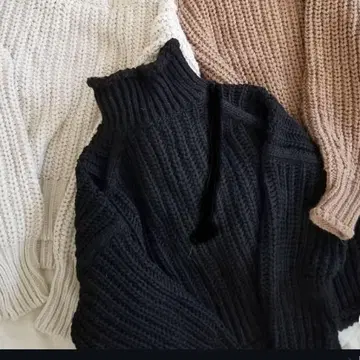 H&M 청키 니트 터틀 볼륨 블랙 여성용 남성용