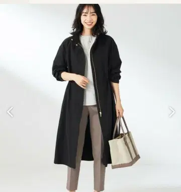 [ any FAM ] 워셔블 스탠드 카라 코트 블랙 L