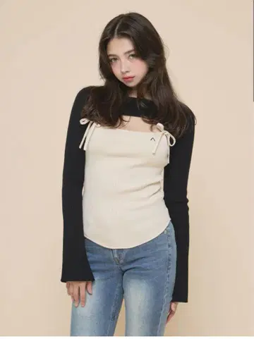 andmary Bebe 리본 세트 탑 블랙