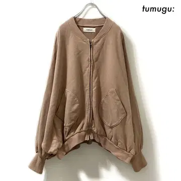 tumugu: 츠무구 집업 맨투맨 긴팔 피치 베이지