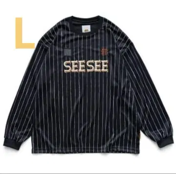 SEESEE S.F.C GAME LS STRIPE TEE Black L
