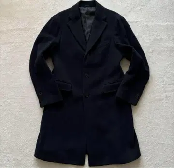 캐시미어 혼방 유니버설 랭귀지 체스터 코트 울 네이비 L