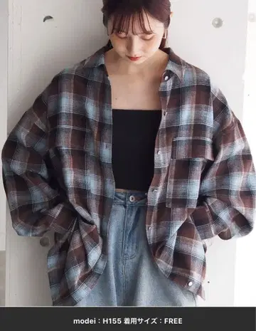 데님 x 체크 BIG 셔츠 자켓