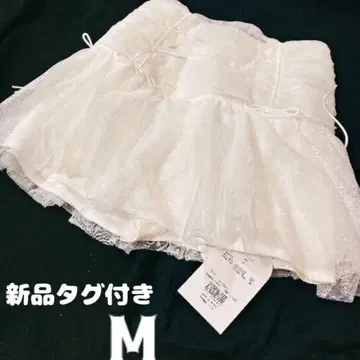 새상품 택 포함 다리치 Darich 도트 튤 리본 미니 스커트 M