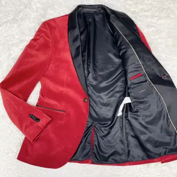 ZARA 자라 벨벳 테일러드 자켓 레드 블랙 골드