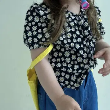 momimi 플라워 가디건 상의 네이비 여성용 T셔츠
