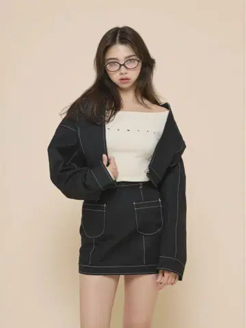 Harper twill jacket mini skirt set