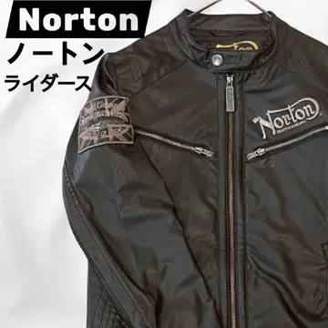 [ 컨디션 최상 ] Norton 라이더 자켓 블랙 와펜 자수