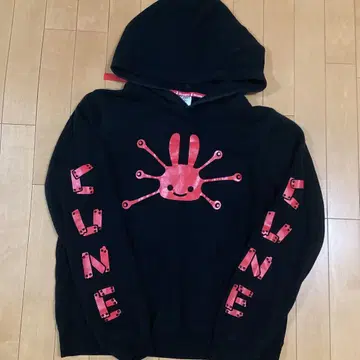 CUNE 큔 후드티 풀오버 블랙 레드 비스 멜트 M
