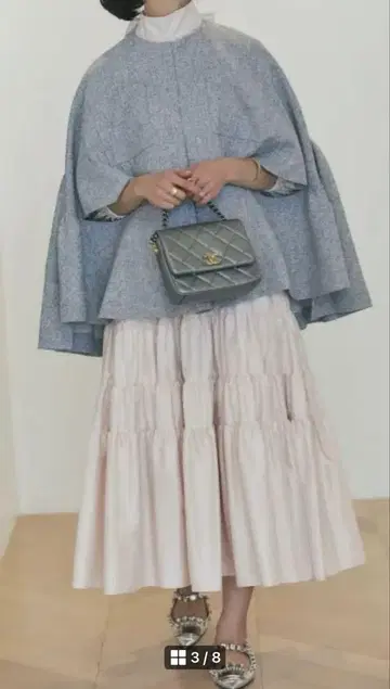 SEVENTEN 세븐틴 타프타 테이아드 스커트 플레어 택 포함