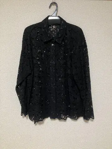 블랙 레이스 긴팔 셔츠 시스루 새상품급