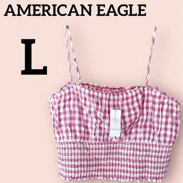 새상품 AMERICAN EAGLE [ L ] 핑크 깅엄 체크 뷔스티에
