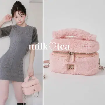 택 포함 새상품 다리치 인조 모피 숄더 미니백 핑크