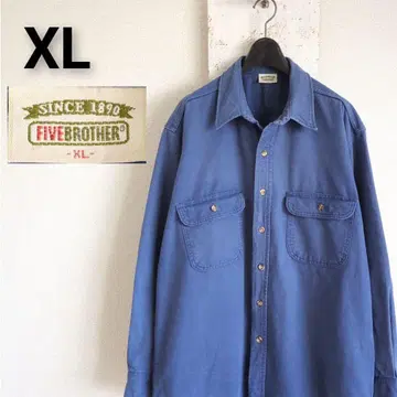 90s USA제 파이브 브라더 긴팔 셔츠 몰스킨 블루 XL