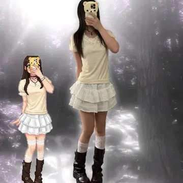 00s 코켓 페어리 그런지 모리걸 코켓 코어 상의