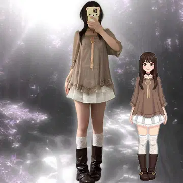 00s 코켓 페어리 그런지 모리걸 자연 비침 튜닉