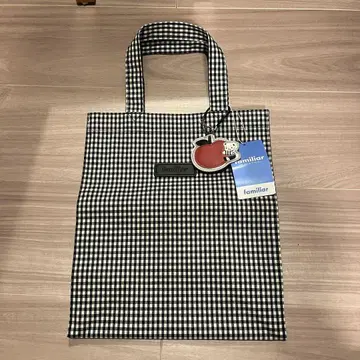 familiar 블랙 화이트 체크 토트백