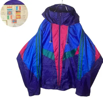 굿 디자인 레트로 구제 의류 멀티 컬러 디자인 나일론 블루종 빅 사이즈