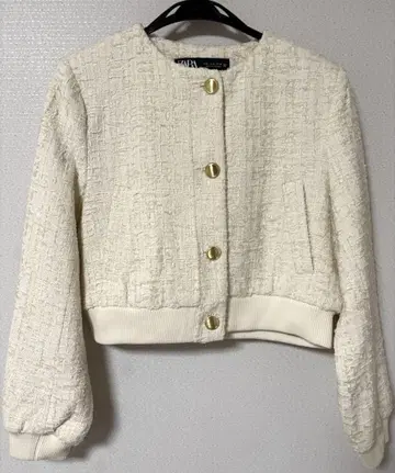 ZARA 아이보리 노카라 자켓 M