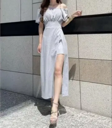 립 서비스 2way 오프숄더 슬릿 롱 원피스