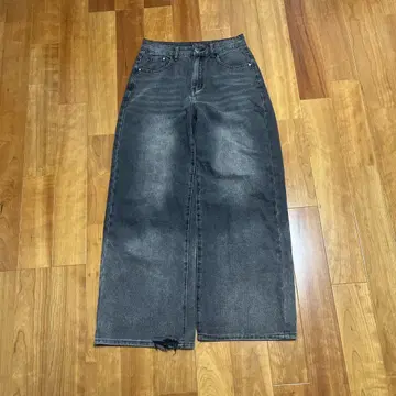 그레이 블랙 와이드 데님 Y2K 스트리트