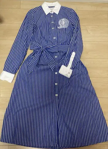 새상품급 TOMMYHILFIGER 레이스 로고 벨트 셔츠 원피스