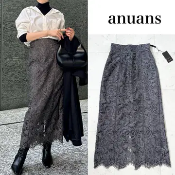 새상품 2024AW 에덴 플라워 레이스 타이트 스커트 롱 스커트 그레이