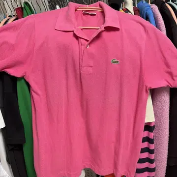 LACOSTE 핑크 반팔 피케 셔츠 구제 의류