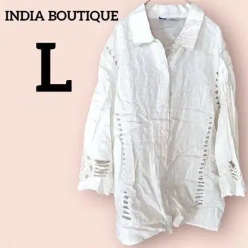 새상품급 INDIA BOUTIQUE [ L ] 화이트 긴팔 셔츠