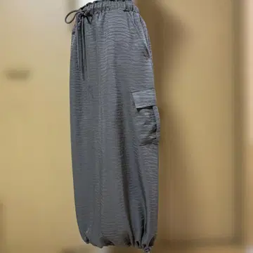 그레이 롱 스커트 드로우 스트링 허리