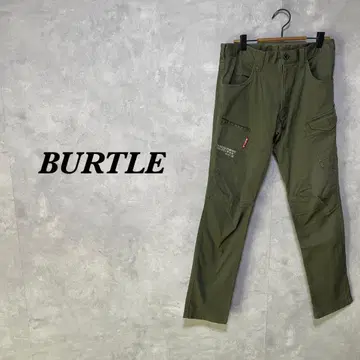 BURTLE 카고 팬츠 포켓 로고 프린트 무지 카키 L 4604