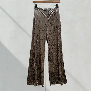 자라 우먼 XS 크러쉬 벨로아 팬츠 허리밴딩 광택감 캐주얼