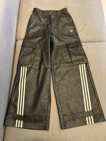 adidas 가죽 와이드 팬츠